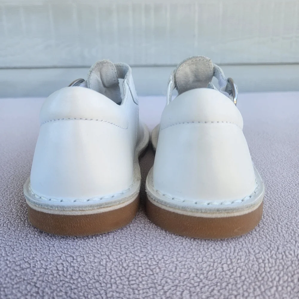 L'Amour Joy Classic Leather Stitch Down T-Strap Mary Jane Shoe White SZ 13 Hook